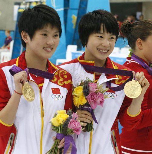 Gold gepachtet: Chen Ruolin und Wang Hao. Foto: ap