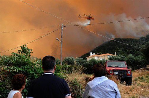 Löschflugzeuge versuchen in Griechenland die Flammen einzudämmen – in der Region Achaia wurde der Notstand ausgerufen. Foto: dapd