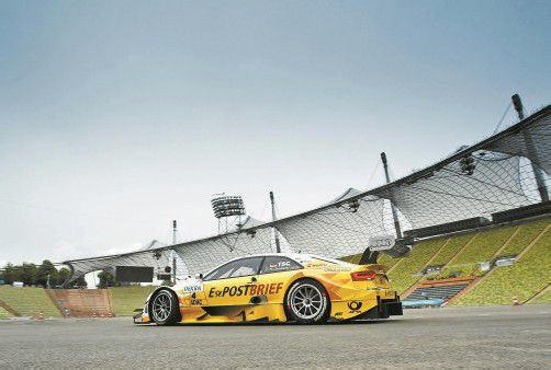 Neue Piste, neuer Belag, neuer Modus: Timo Scheider ist mit seinem Audi- A5-DTM-Renner bereit für den Show-Bewerb im Olympiastadion. Foto: audi