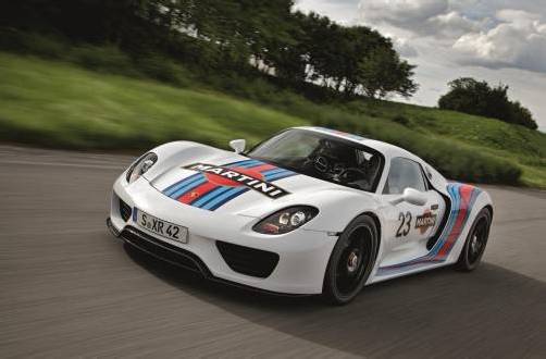 Den 918-Spyder wird es werksseitig im legendären Martini-Racing-Design geben. Foto: werk