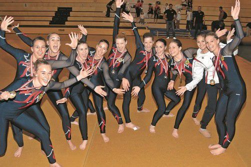 Die Meisterinnen-Gruppe des Turnsportzentrums Dornbirn strebt den sechsten Titel in Folge an. Foto: Gerd Kogler
