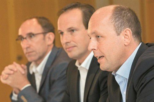 Die Oppositionsfront bricht beim Budget auf: Rauch (G) und Egger (FP) stimmen zu, Ritsch (SP) nicht. Foto: VN