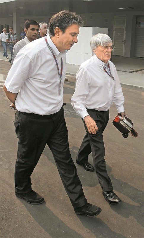Limit fürs Budget: Bernie Eccle­stone (r.) und seine rechte Hand Pasquale Lattuneddu. Foto: reuters