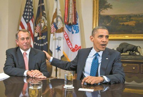 US-Präsident Barack Obama (r.) in Verhandlungen mit dem Chef der Republikaner im Repräsentantenhaus, John Boehner. Foto: Reuters