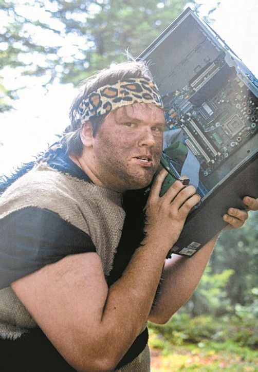 „Hightech“-Maturanten als Neandertaler. Foto: Stiplovsek