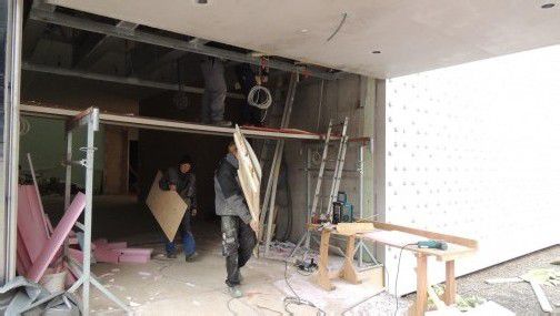 Derzeit wird am Eingang des neuen Vorarlbergmuseums gearbeitet.