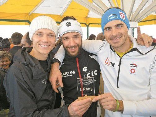 Die Skibergsteiger Martin Hämmerle, Johannes Graf und Patrick Innerhofer sind stolz auf ihren ersten Platz in der Teamwertung. Foto: privat