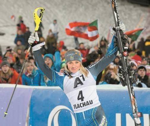 Frida Hansdotter feierte im Weltcupslalom in Flachau Platz zwei, am Wochenende ist die Schwedin in Schruns am Start. Foto: ap