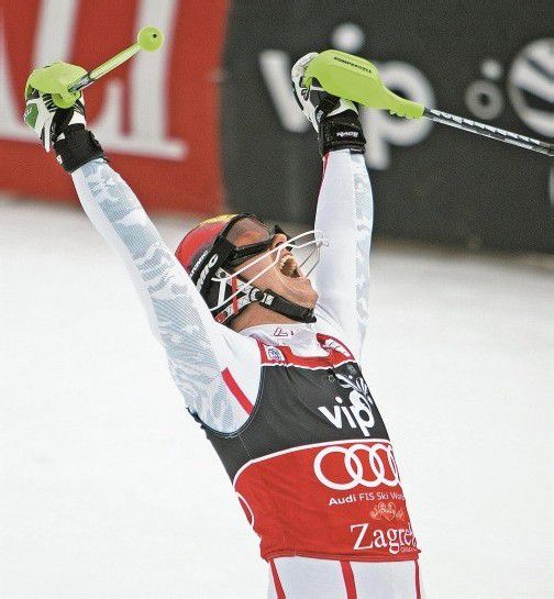 Jubel in Zagreb: Marcel Hirscher gewann seinen zweiten Saison-Torlauf, stand zum achten Mal auf dem Podest. Foto: ap
