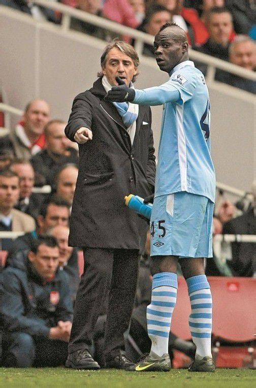 Mancini und Balotelli gerieten sich im Training in die Haare. Foto: ap