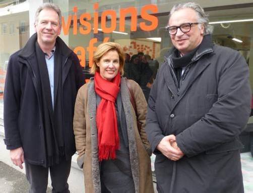 Bürgermeister Richard Amann (l.) mit den Visions-Begleitern Karin Metzler und Architekt Michael Ritsch. Fotos: TF