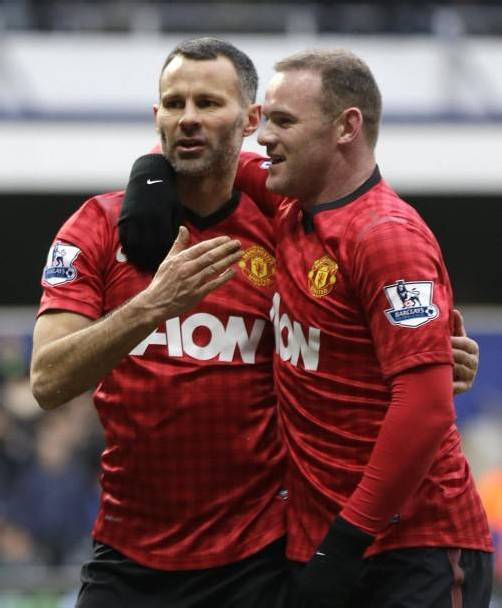 Torschütze Ryan Giggs (l.) mit Wayne Rooney. Foto: ap