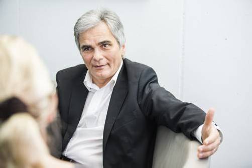 Kanzler Werner Faymann zu Gast bei den VN. Foto: MK