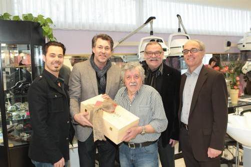 Christoph Schobel (l.) mit Innungsmeister Günther Plaickner, Neo-Pensio­nist Reinhold Fürschuß, Peter Schenk und Josef Wohlgenannt.