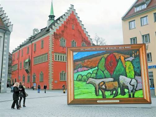 Im Großformat verweist die „Landschaft mit Kühen“ (1912) von Gabriele Münter darauf, dass Ravensburg ein neues Museum hat. Foto: VN/Dietrich