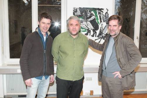 Albrecht Zauner (l.) mit Künstlerkollegen Thomas Hoor und Winfried Nußbaummüller. Fotos: AME