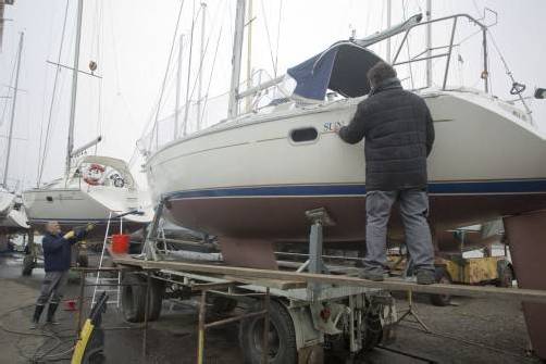 In Fußach überwintern auch kleinere Boote. Foto: VN/Hartinger