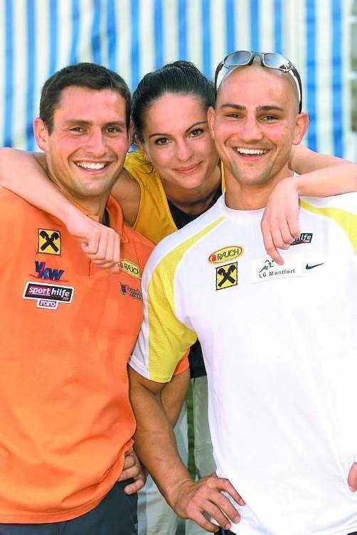 Bianca Dürr mit den Brüdern Thomas und Markus Walser (r.).