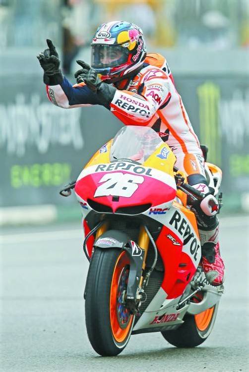 Jubel nach dem Zieleinlauf: Dani Pedrosa. Foto: reuters