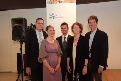 Landesrat Christian Bernhard (l.) sowie Birgit Hämmerle, Bernd Klisch mit Sabine Kessler und Präsident Thomas Bischof. Fotos: AME