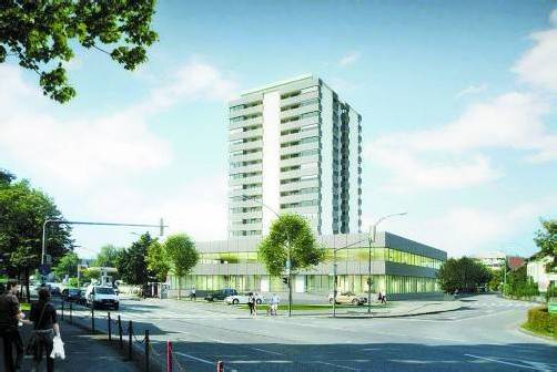 So soll das Forum-Hochhaus neu aussehen. Foto: Humml