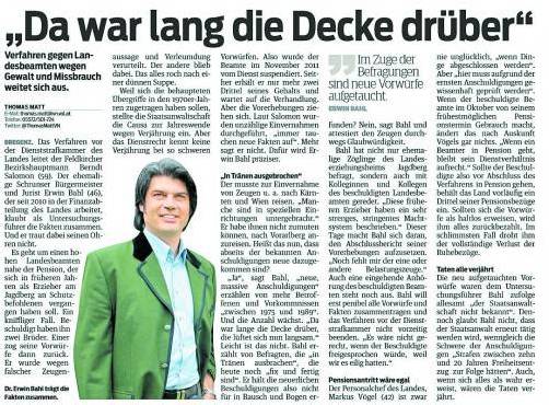 Wegen diesem Zeitungsartikel ermittelte die Staatsanwaltschaft gegen Erwin Bahl. Jetzt stellte sie das Verfahren „aus Beweisgründen“ ein.
