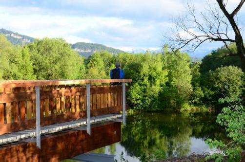 Beim Baggersee wurde eine Aussichtsplattform errichtet. Foto: hbr