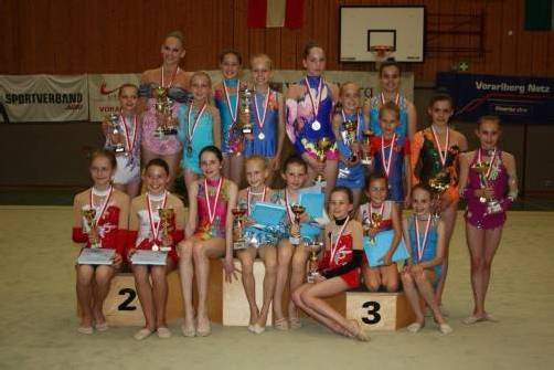 Die Medaillengewinnerinnen bei den Landesmeisterschaften in Götzis. Foto: Vollbach