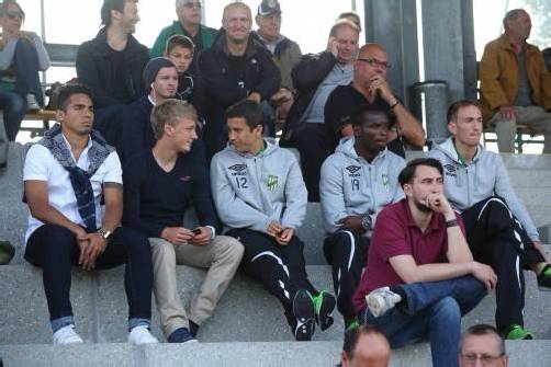 Pius Grabher, Thiago und Abu Bakarr Kargbo (v. l.). Foto: Hartinger