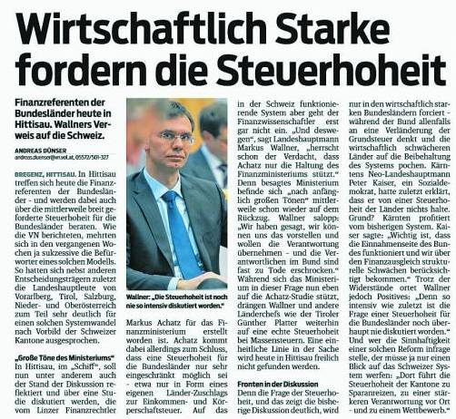 VN, 26. April 2013: Steuerhoheit wird zunehmend breiter diskutiert.