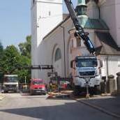 Straßensperre und Umleitung im Oberdorf