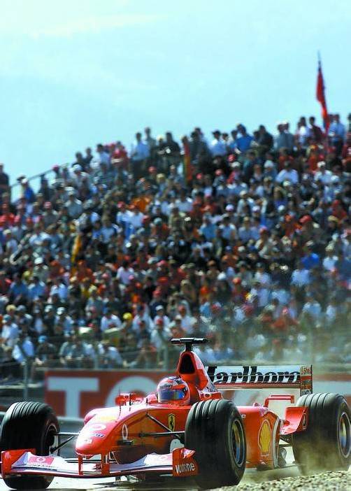 Training auf dem A1-Ring in Spielberg im Jahr 2003: Rubens Barrichello gibt im Ferrari Gas. Foto: apa
