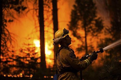 Eines der wichtigsten Ziele der Feuerwehr ist es, die Schäden im berühmten Yosemite-Park in Grenzen zu halten. Foto: AP
