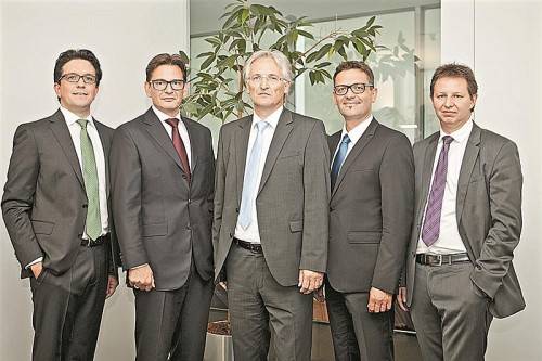 Die Partner: (v. l.)Tobias Gisinger, Wilhelm Klagian, Paul Sutterlüty, Claus Brändle und Josef Lercher. Fotos: Privat