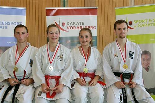 Die Titelträger der Openbewerbe (v. l.): Andreas Mörth, Natascha Aberer, Laura Hagspiel und Jan Fleisch. Foto: Verband