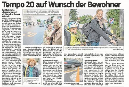 Eine Woche lang hieß es auf einem Abschnitt der Bregenzer Heldendankstraße: Achtung, Begegnungszone!