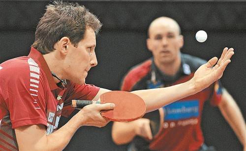 Robert Gardos (l.) und Daniel Habesohn sind bei der Heim-EM Tielverteidiger im Doppel. Foto: gepa