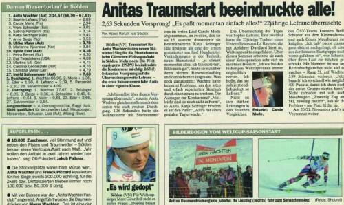 Anita Wachter gehörten beim ersten Gletscher-Riesentorlauf 1993 die Schlagzeilen.