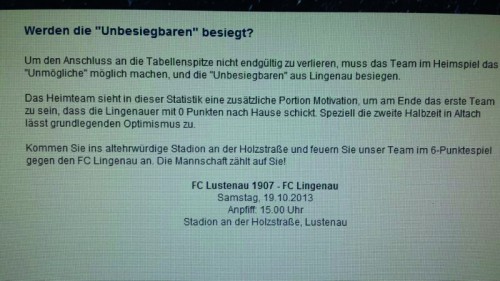 Aufruf auf der FCL-Homepage vor dem Heimspiel gegen Lingenau.