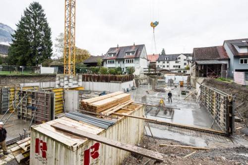 Die Arbeiten an Tiefgarage und Keller des 5,4-Millionen-Euro-Bauprojektes sind bereits gut vorangeschritten. Fotos: Walser