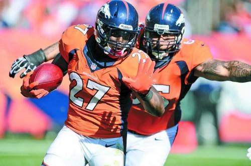 Knowshon Moreno läuft zu einem Raumgewinn für Denver. Foto: ap