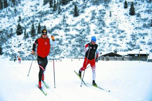 Aurelius Herburger und Dominik Baldauf sammeln momentan fleißig Schneekilometer. Foto: privat