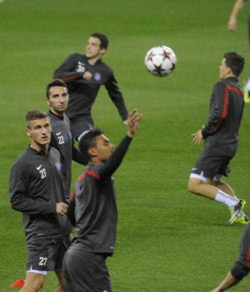Austria-Wien-Spieler beim Abschlusstraining im Madrider Éstadio Vicente Calderon. Foto: apa