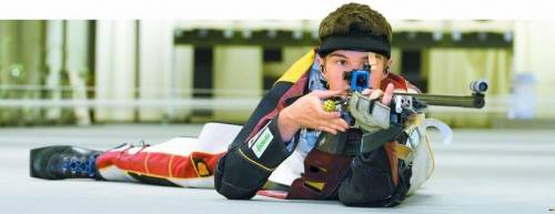 Der 23-jährige Thomas Mathis zeigte beim Weltcupfinale in München sein großes Können und verpasste als Vierter nur knapp eine Medaille im Bewerb Kleinkaliber liegend. Foto: shourot