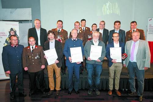 Die Ausgezeichneten: (v. l.) Markus Schadenbauer, Hans-Peter Ludescher, Thomas Rhomberg und Andreas Karg. Fotos: D. Mathis