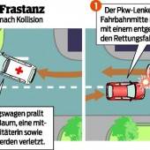 Promillesünder krachte mit Auto in Rettungswagen