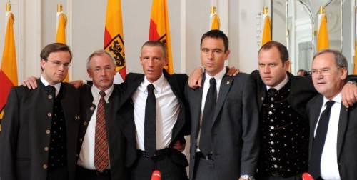 Harald Dobernig, Ex-Landeshauptmann Gerhard Dörfler, Stefan Petzner und Uwe Scheuch sind wegen Untreue angeklagt. Foto: APA