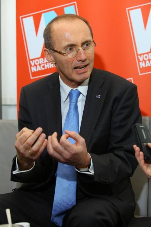 MEP Othmar Karas war zu Gast bei den VN. Foto: VN/Hofmeister