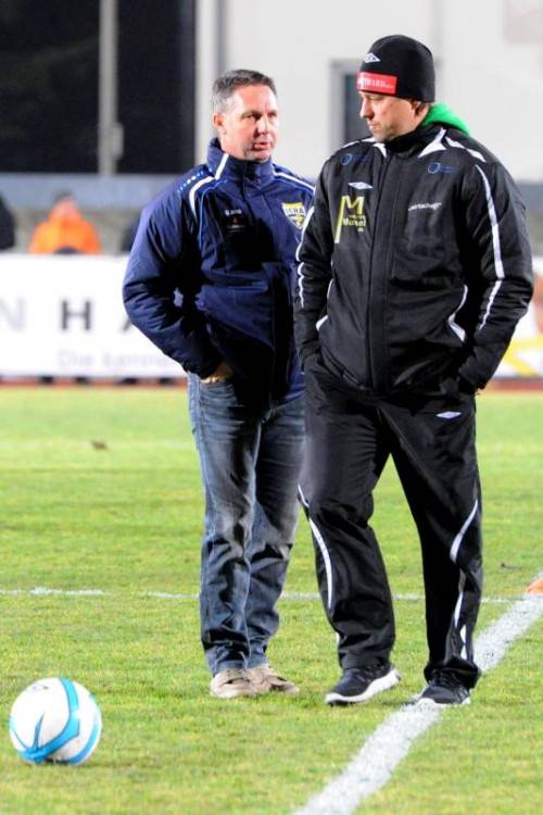 Wünschen sich noch einen guten Jahresabschluss: die beiden Trainer Damir Canadi (l./Altach) und Austrias Helgi Kolvidsson. Foto: gepa