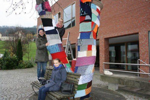 Der 100 Meter lange "Friedensschal" von Initiatorin Eva Joelli ziert derzeit Bäume in Lochau.